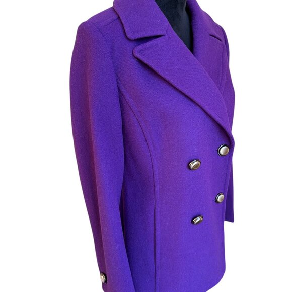 Coldwater Creek NewWT Purple Wool Blend Button Lined Pea Coat Small (8) - Picture 2 of 8
